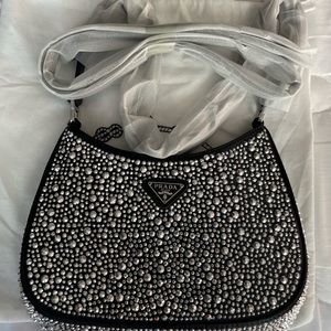 Prada Cleo satin bag with crystals, On in stock